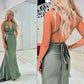 Mermaid V Neck Grey Chiffon Prom Dress