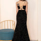 V Neck Black Sequins Prom Dress