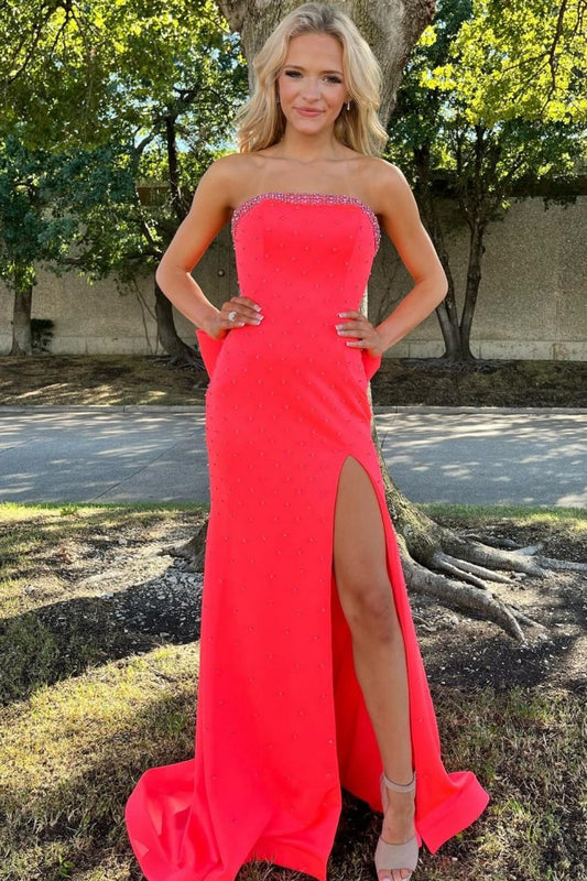 Mermaid Long Pink Prom Dress With Slit