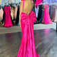 Cute Hot Pink Satin Prom Dress