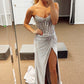 Sexy Mermaid Sweetheart Silver Prom Dress