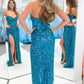 Sexy Mermaid Blue Sequins Prom Dress