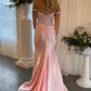 Sexy Pink Off Shoulder Prom Dress With Slit