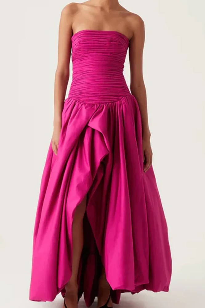 A line Magenta Long Prom Dress