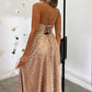 Sexy One-Shoulder Champagne Sequins Prom Dress