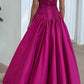 A line Magenta Long Prom Dress