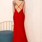 Mermaid Spaghetti Straps Red Prom Dress