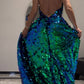 Sexy A line Green Glitter Sequins Prom Dress