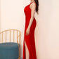 Mermaid Spaghetti Straps Red Prom Dress