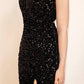 V Neck Black Sequins Prom Dress