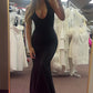 Sexy Mermaid Round Neck Black Prom Dress