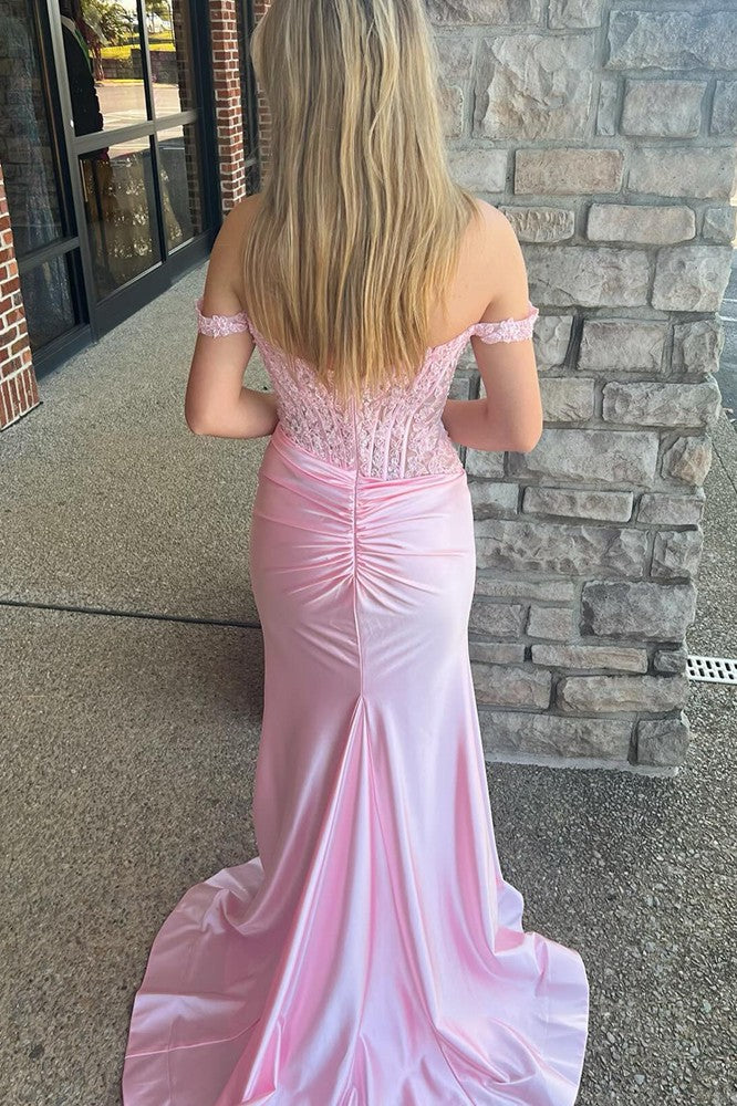 Sexy Off-shoulder Pink Prom Dress