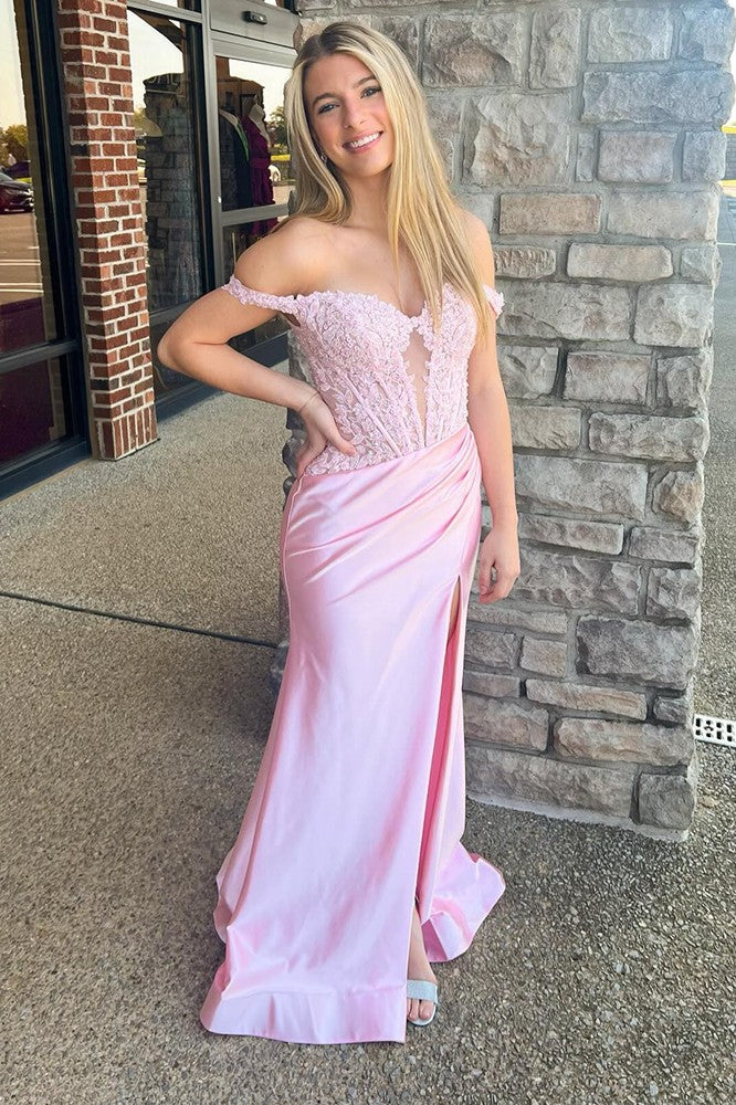 Sexy Off-shoulder Pink Prom Dress