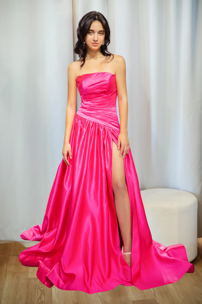 Sexy Satin Strapless Prom Dress