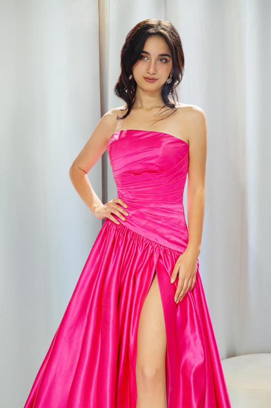 Sexy Satin Strapless Prom Dress