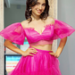 Strapless Two-Piece Hot Pink Tiered Prom Dress