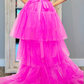 Strapless Pink Tiered Prom Dress